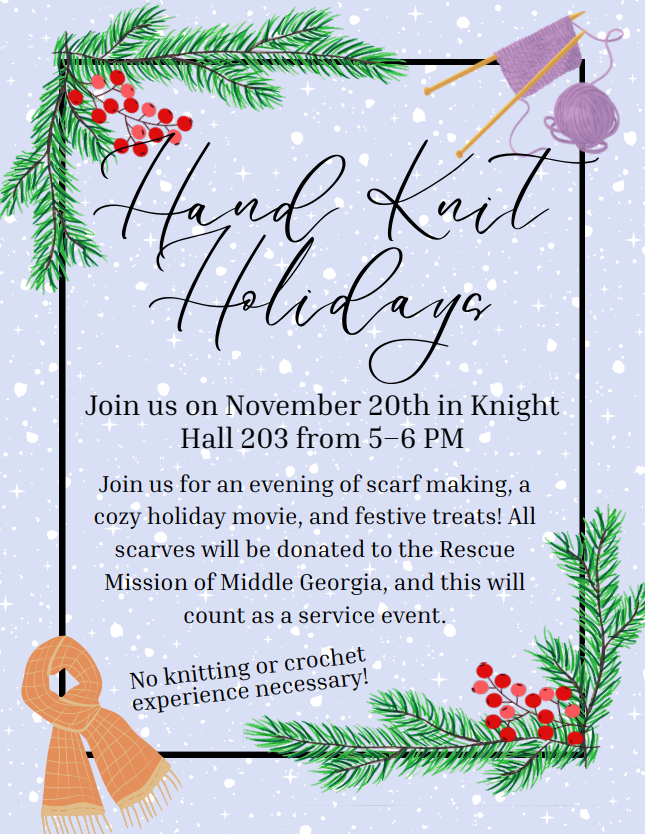 Promotional graphic for Hand Knit Holidays.