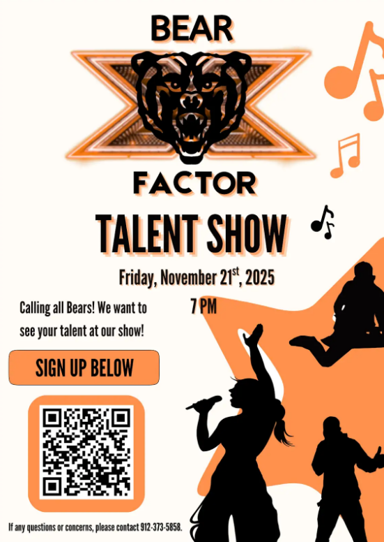 Promotional graphic for Bear Factor Talent Show.