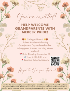 Promotional flyer for grandparents day volunteer opportunity.