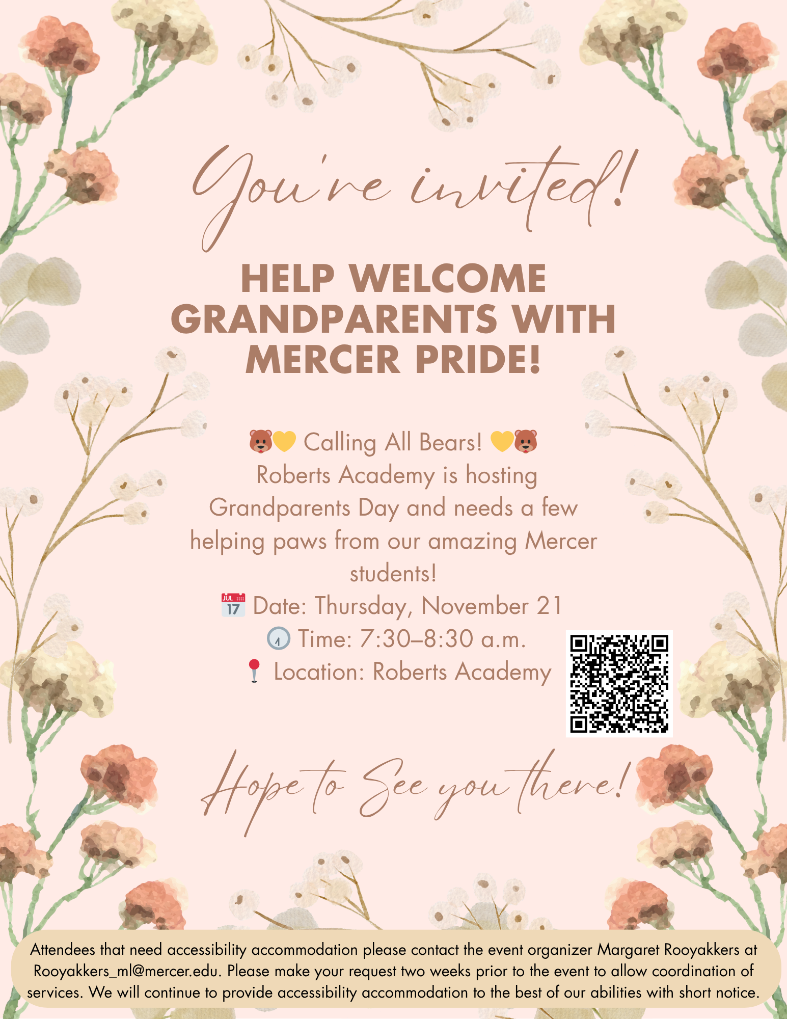 Promotional flyer for grandparents day volunteer opportunity.