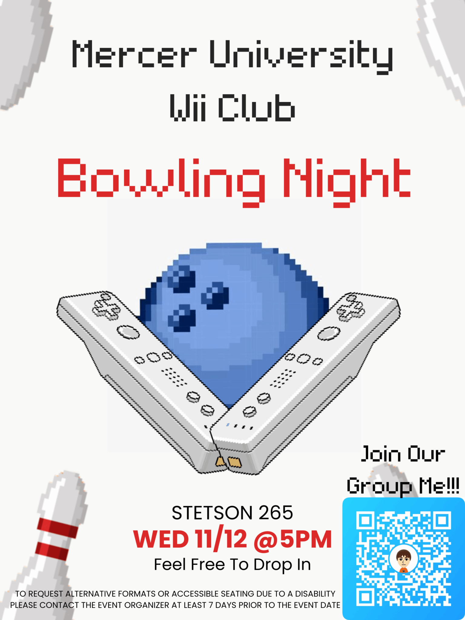 Promotional graphic for bowling night.