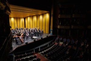 The Mercer Wind Ensemble performs on stage at The Piedmont Grand Opera House.