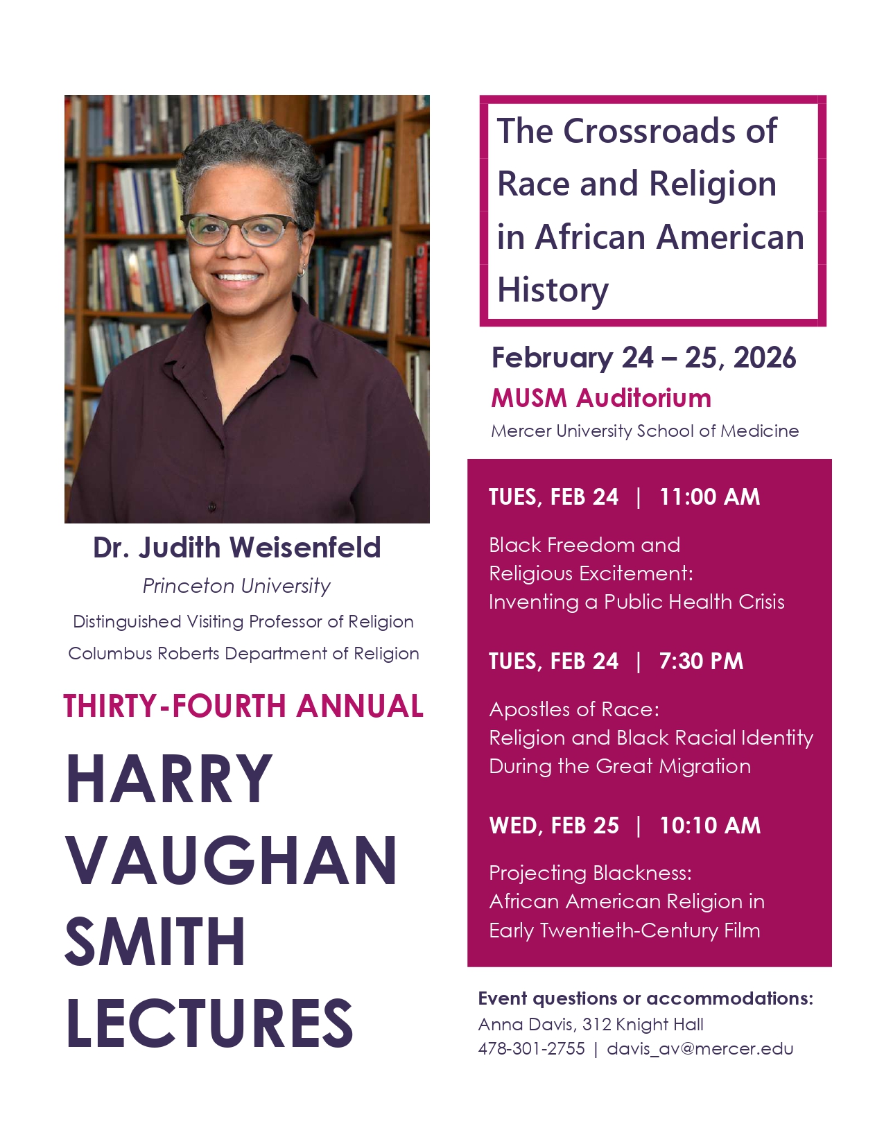 Promotional flyer for Harry Vaughan Smith Lectures.