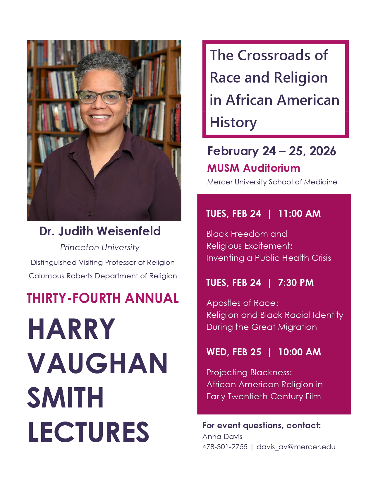 Promotional flyer for Harry Vaughan Smith Lectures.