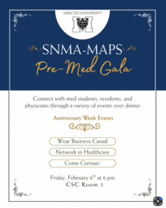 Promotional poster for SNMA MAPS Pre-Med Gala.