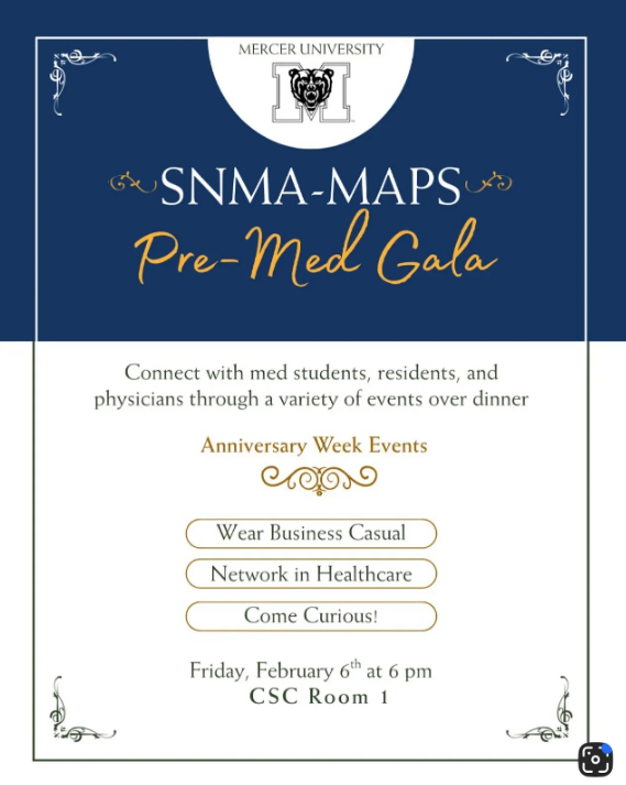 Promotional poster for SNMA MAPS Pre-Med Gala.