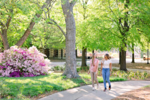 Students walk on Mercer's Atlanta campus.