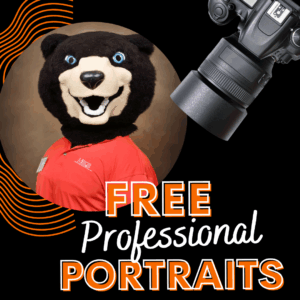 Promotional image for free professional portraits.