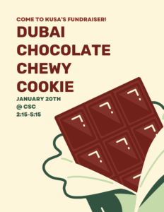 Promotional flyer for sale of Dubai Chocolate Chew Cookies.