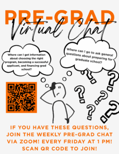 Promotional graphic for pre-grad virtual chat.