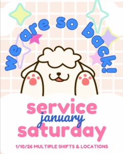 Promotional graphic for January Service Saturday
