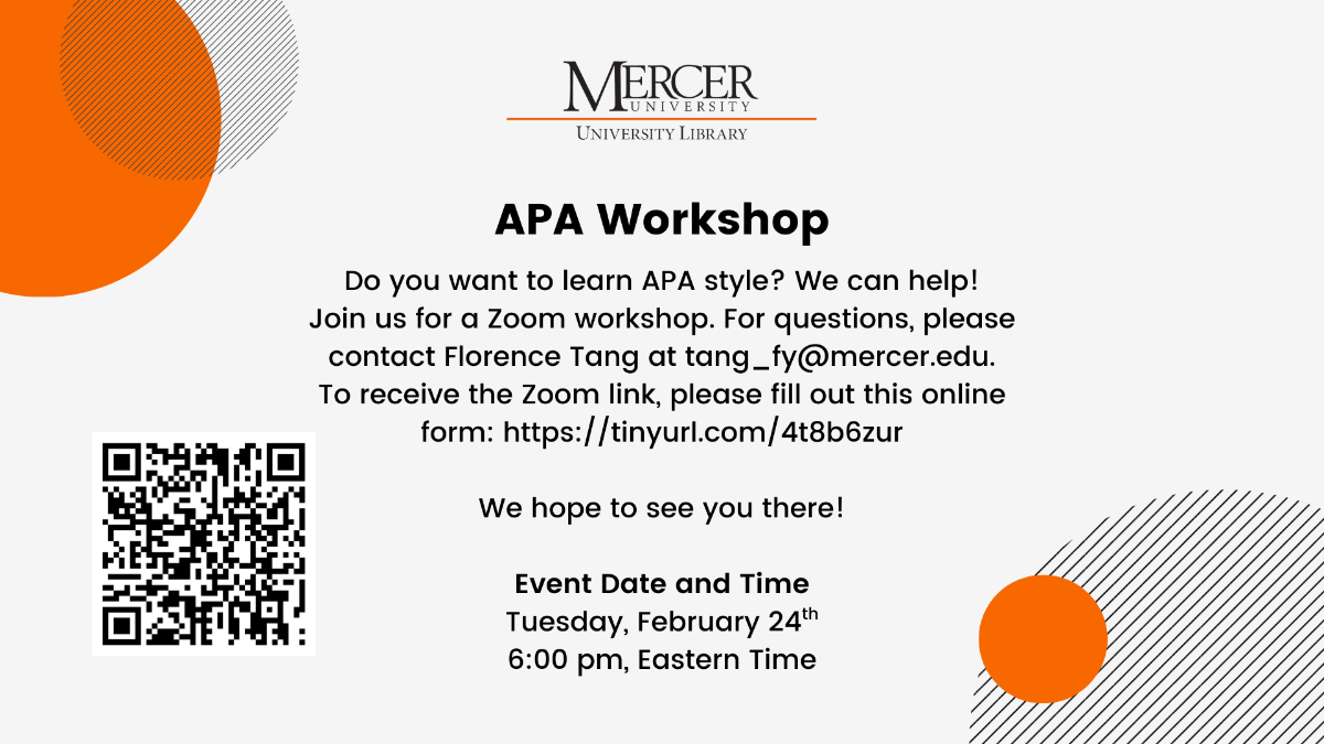Promotional graphic for APA workshop.