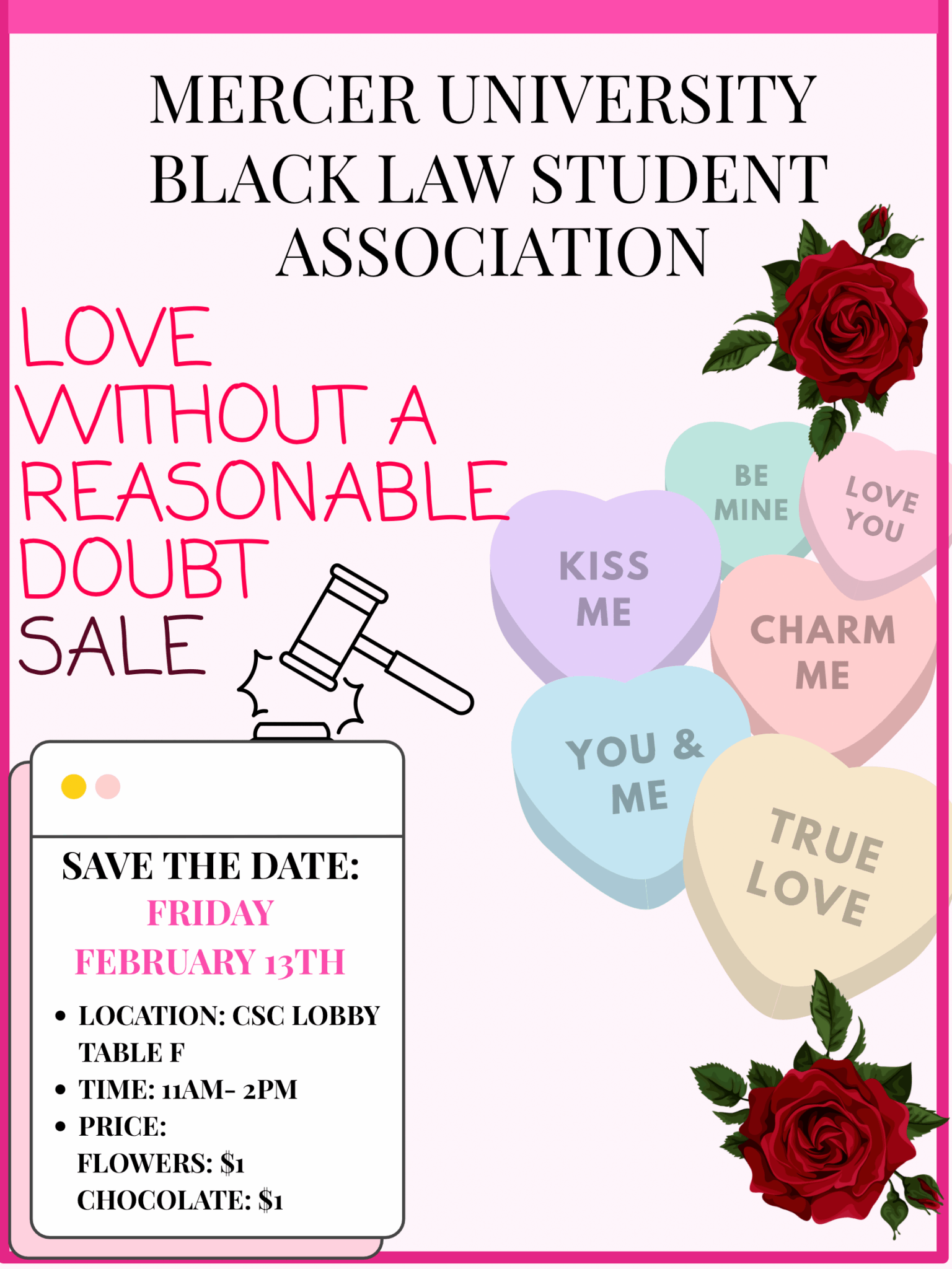 Promotional flyer for Love Without a Reasonable Doubt Sale.