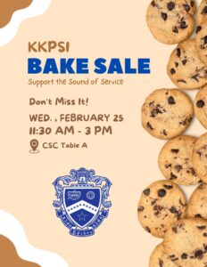 Promotional flyer for Kappa Kappa Psi bake sale.