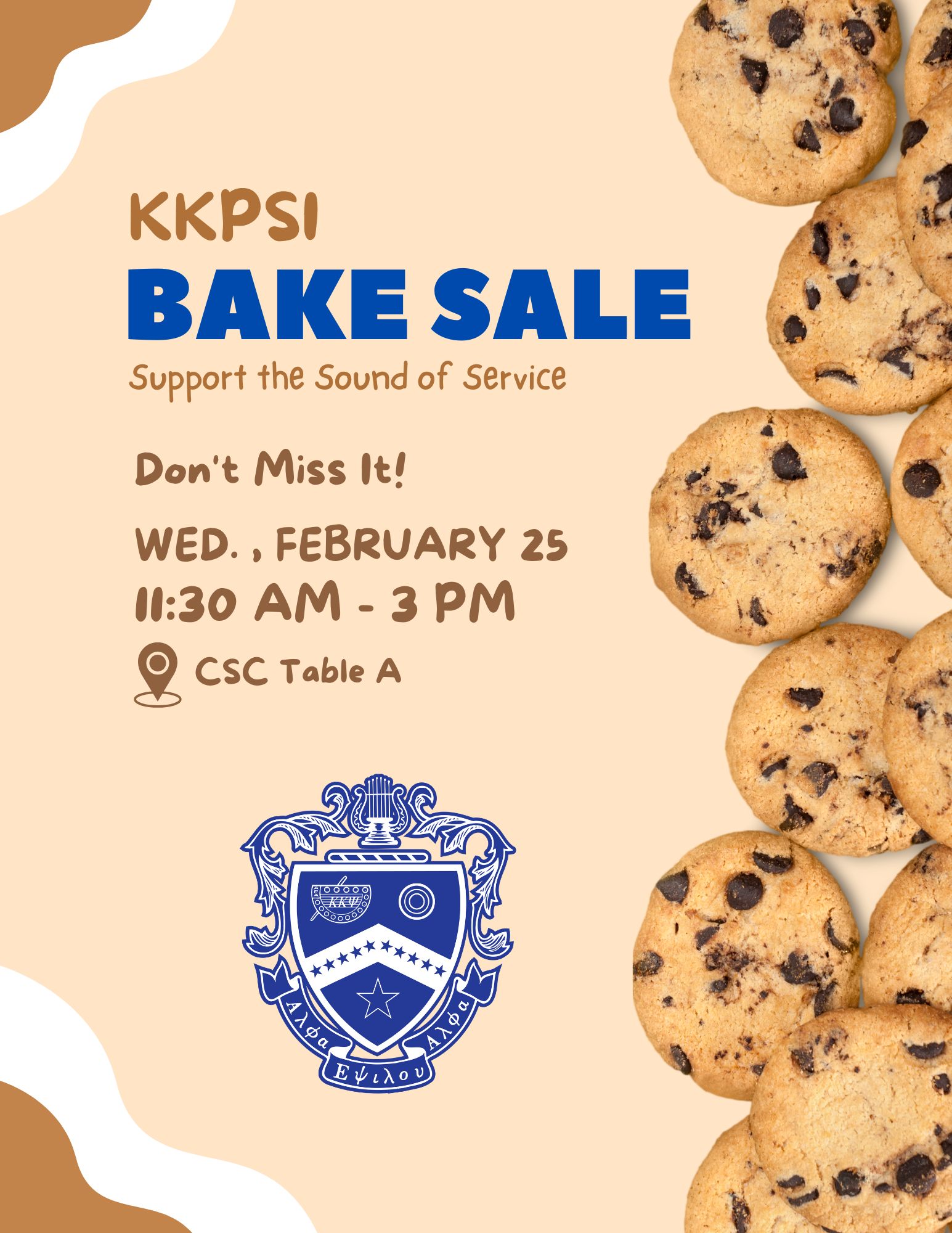 Promotional flyer for Kappa Kappa Psi bake sale.