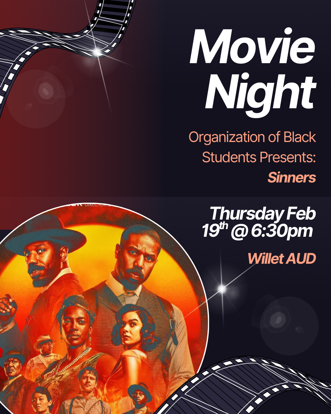 Promotional flyer for movie night.