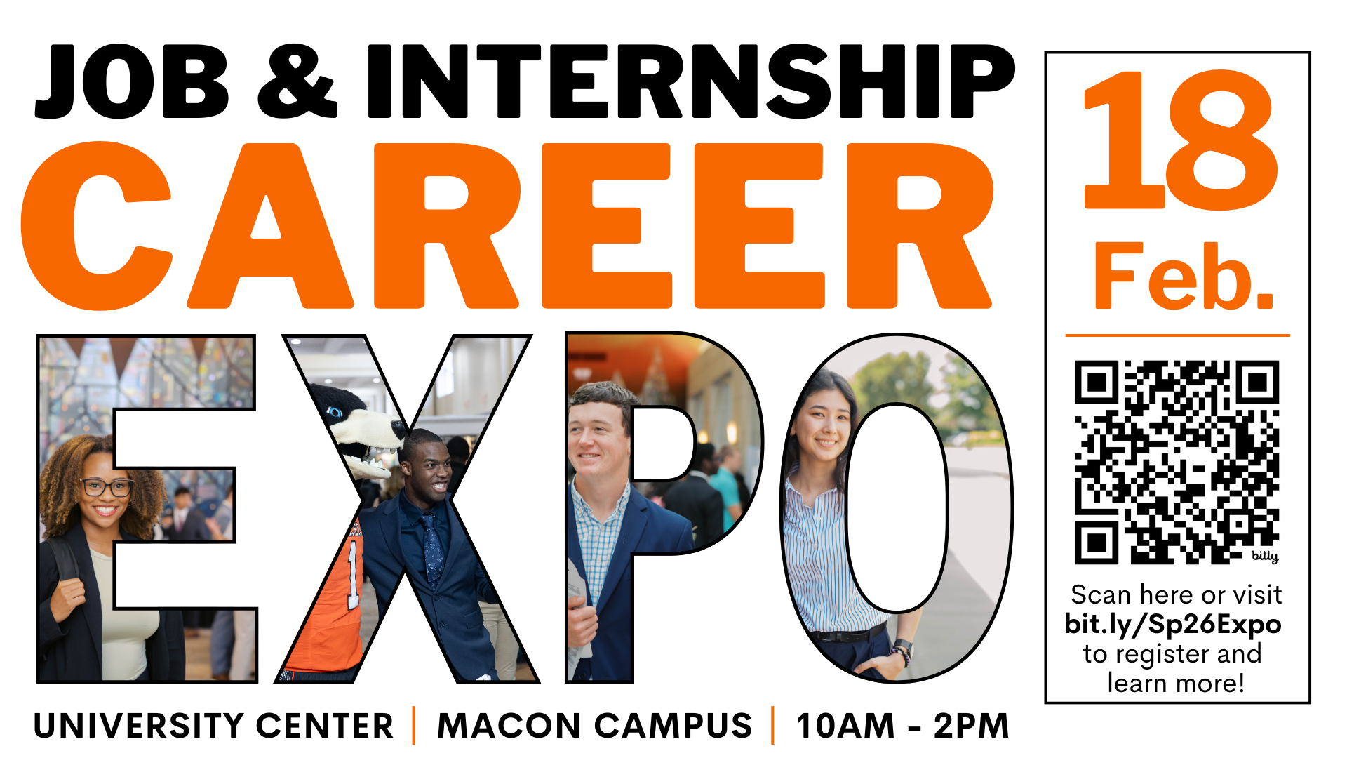 Promotional graphic for the Job and Internship Career Expo on February 18.