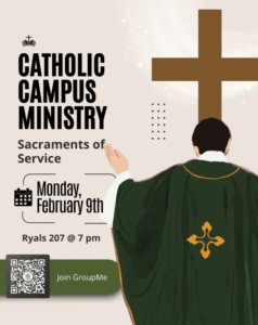 Promotional flyer for Catholic Campus Ministry.