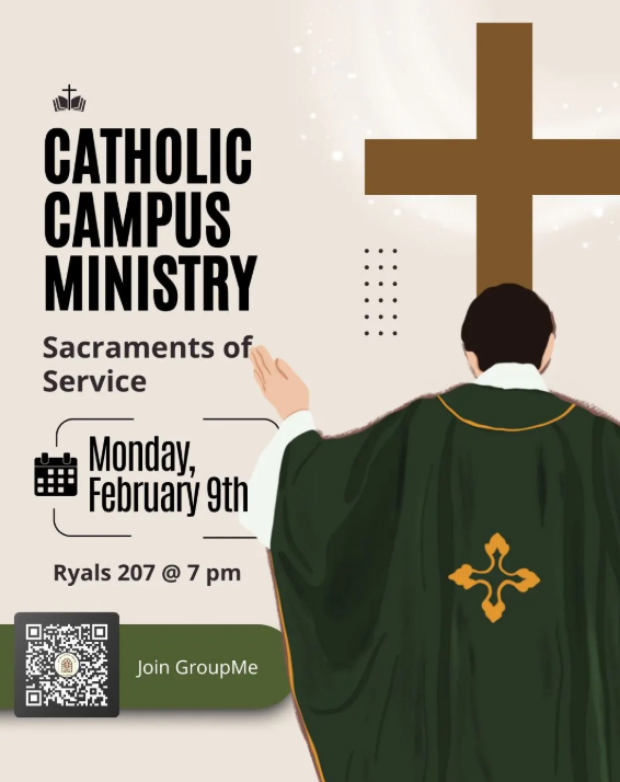 Promotional flyer for Catholic Campus Ministry.