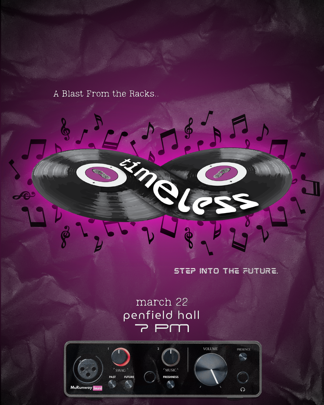 Promotional poster for timeless fashion show.