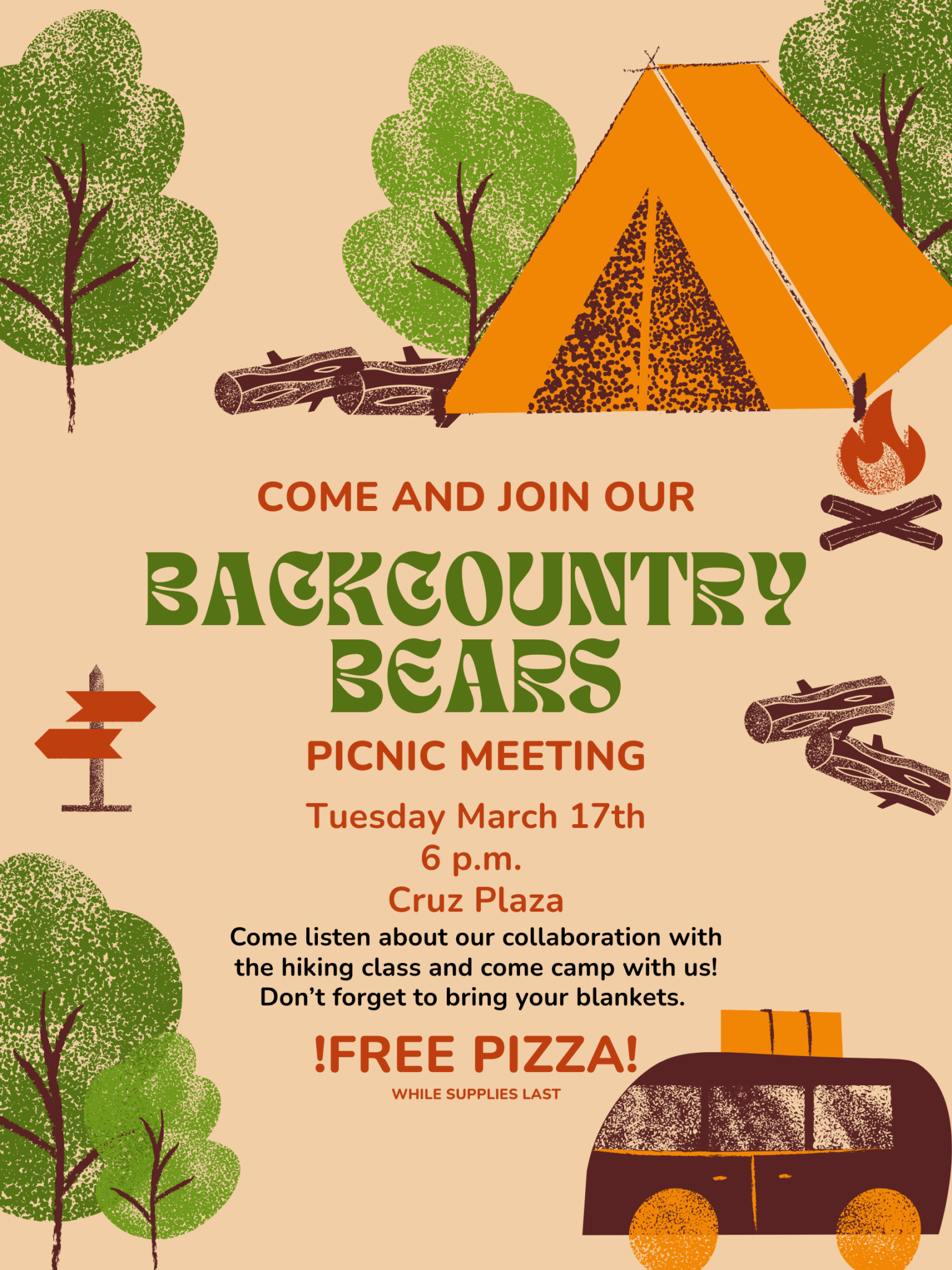 Promotional flyer for Backcountry Bears meeting.