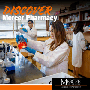 Promotional graphic for Discover Mercer Pharmacy.