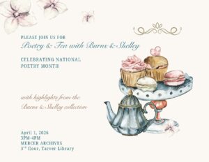 Promotional flyer for Poetry and Tea with Burns and Shelley.