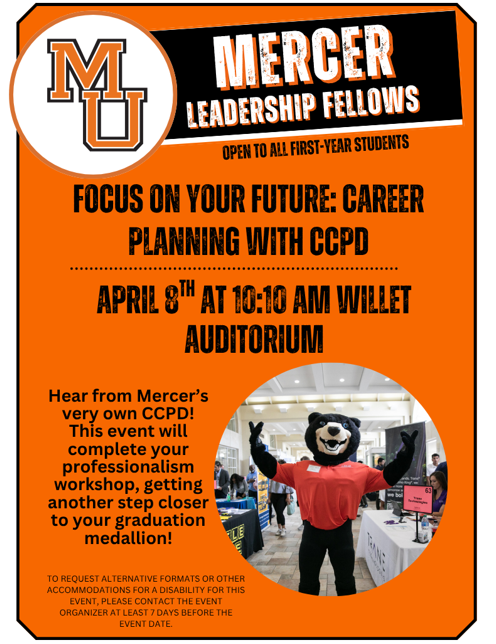 Promotional flyer for Focus on Your Future: Career Planning With CCPD.