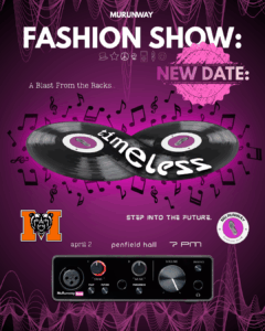 Promotional flyer for Timeless fashion show.