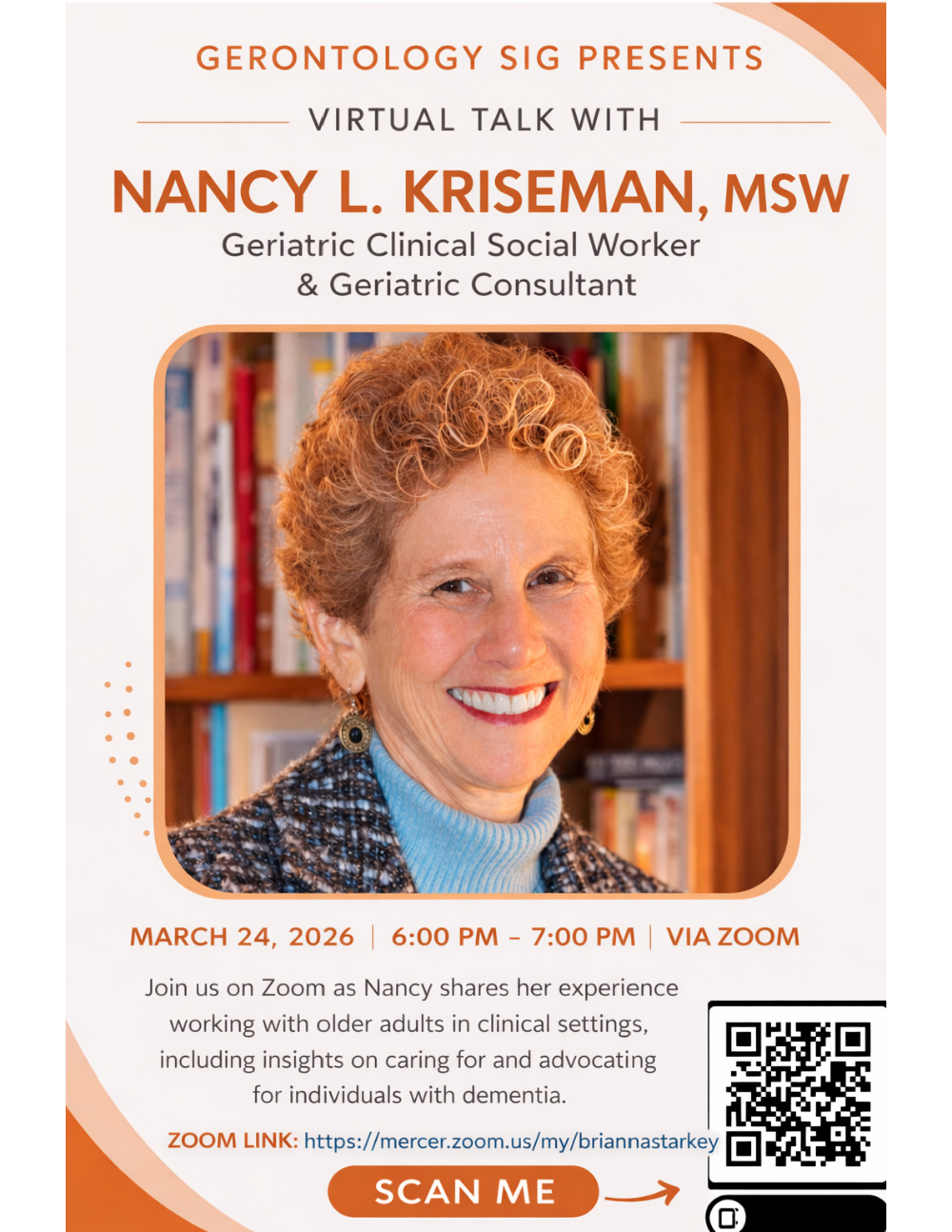 Promotional flyer for virtual talk.