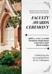 Promotional flyer for the Faculty Awards Ceremony.