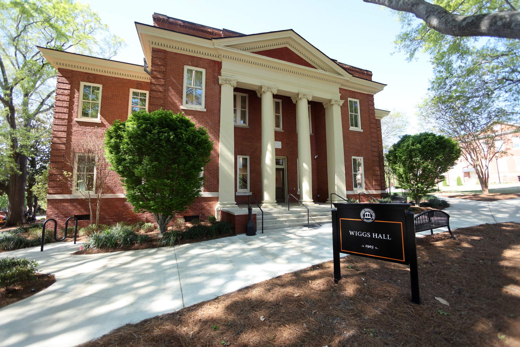 Exterior view of Wiggs Hall.