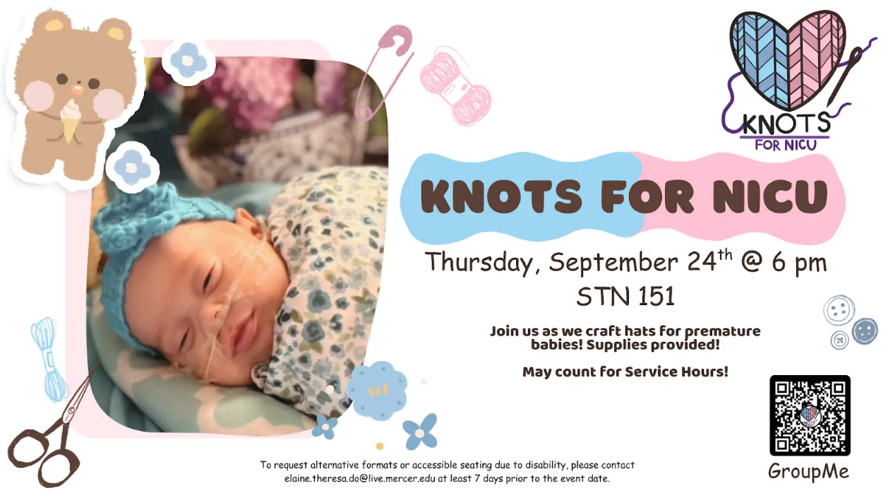 Promotional graphic for Knots for NICU Sept. 24 meeting.
