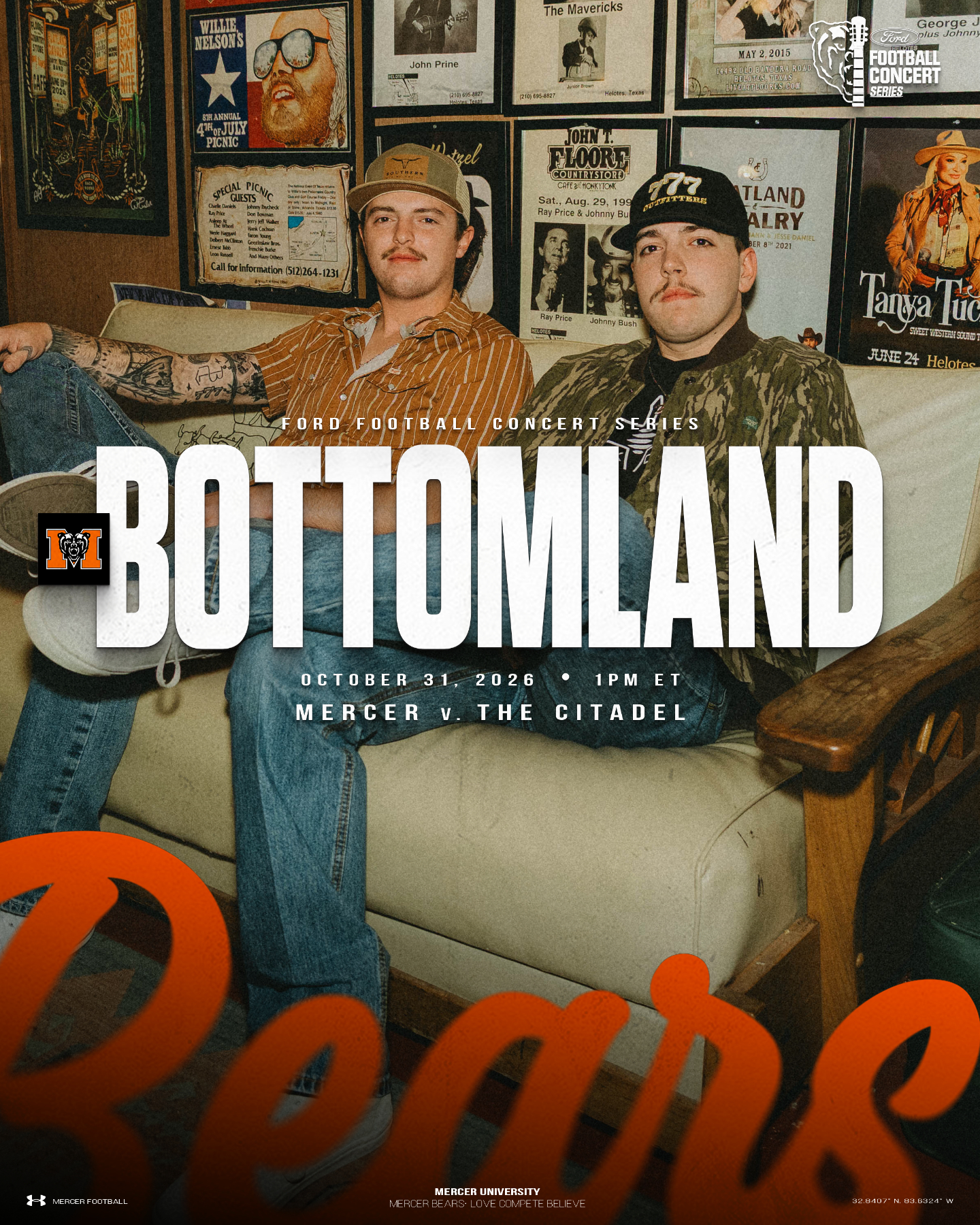 Promotional graphic for Bottomland concert.