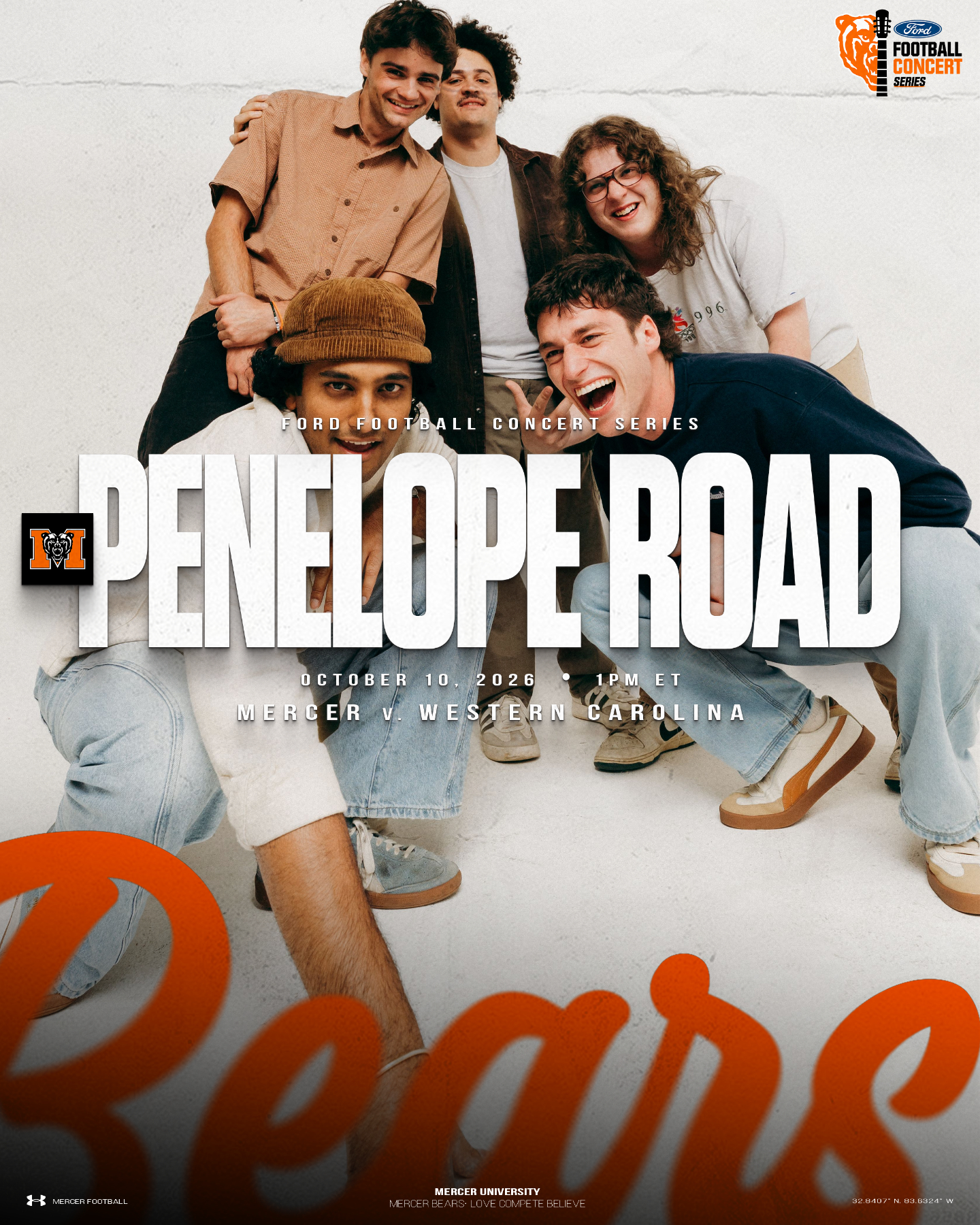 Promotional graphic for Penelope Road concert.