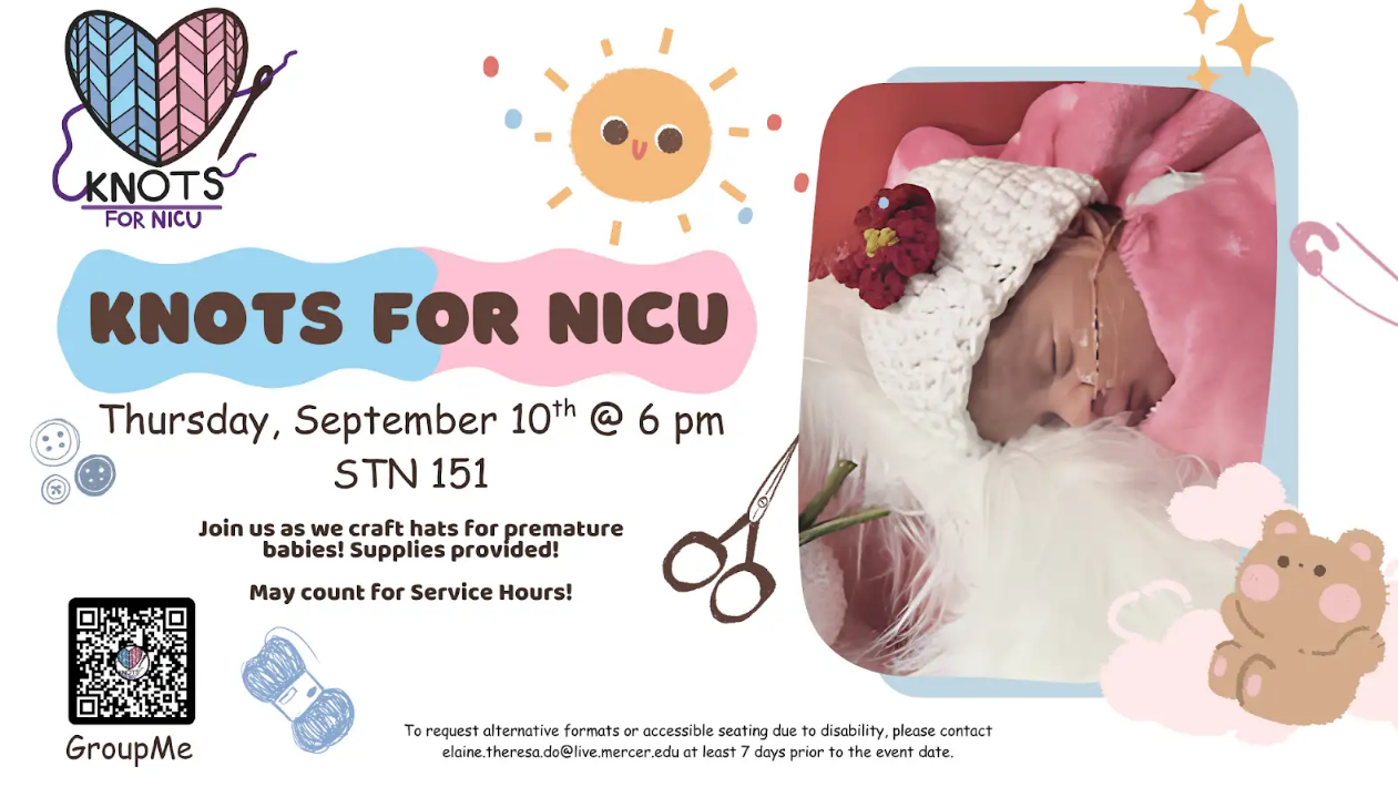 Promotional graphic for Knots for NICU Sept. 10 meeting.