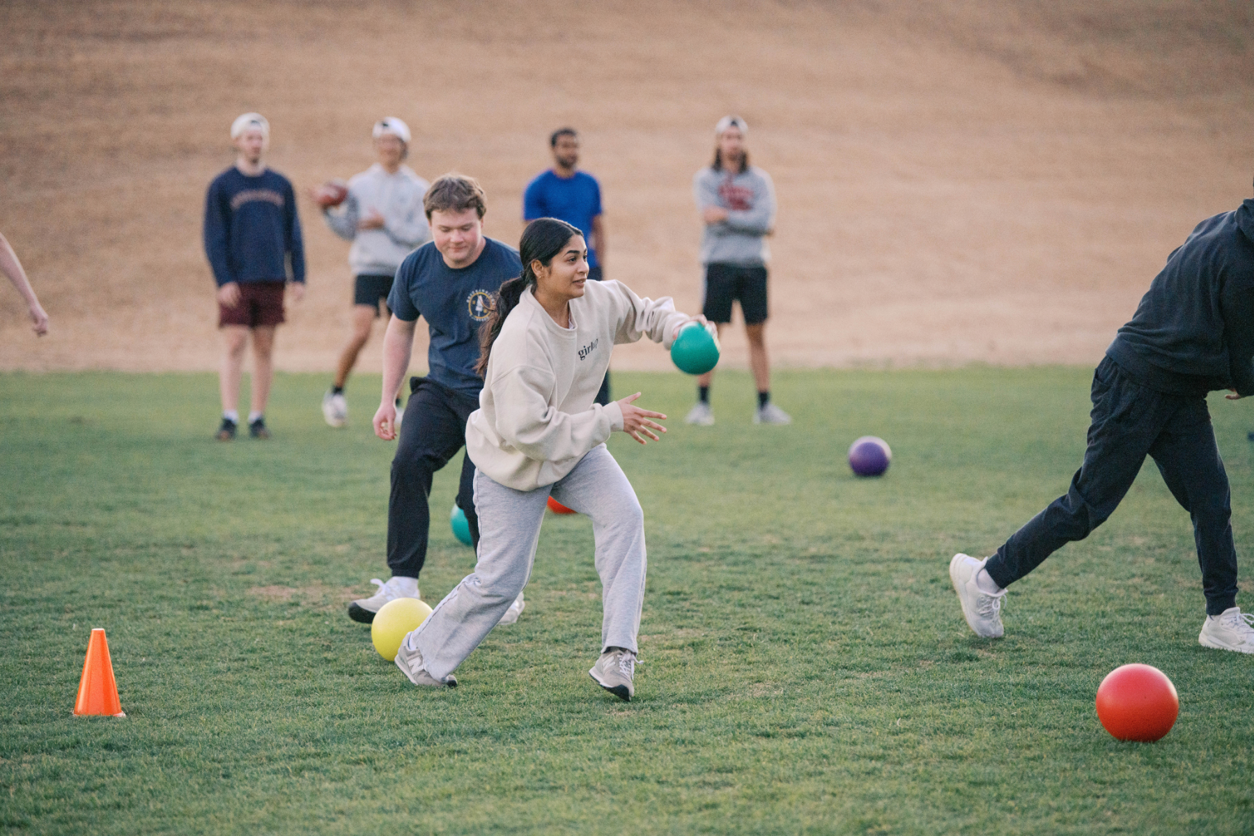 Mercer students play intramural dodgeball.