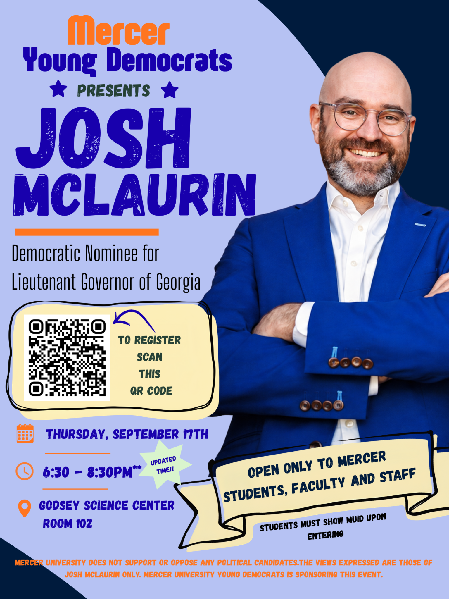 Promotional poster for Josh McLaurin.