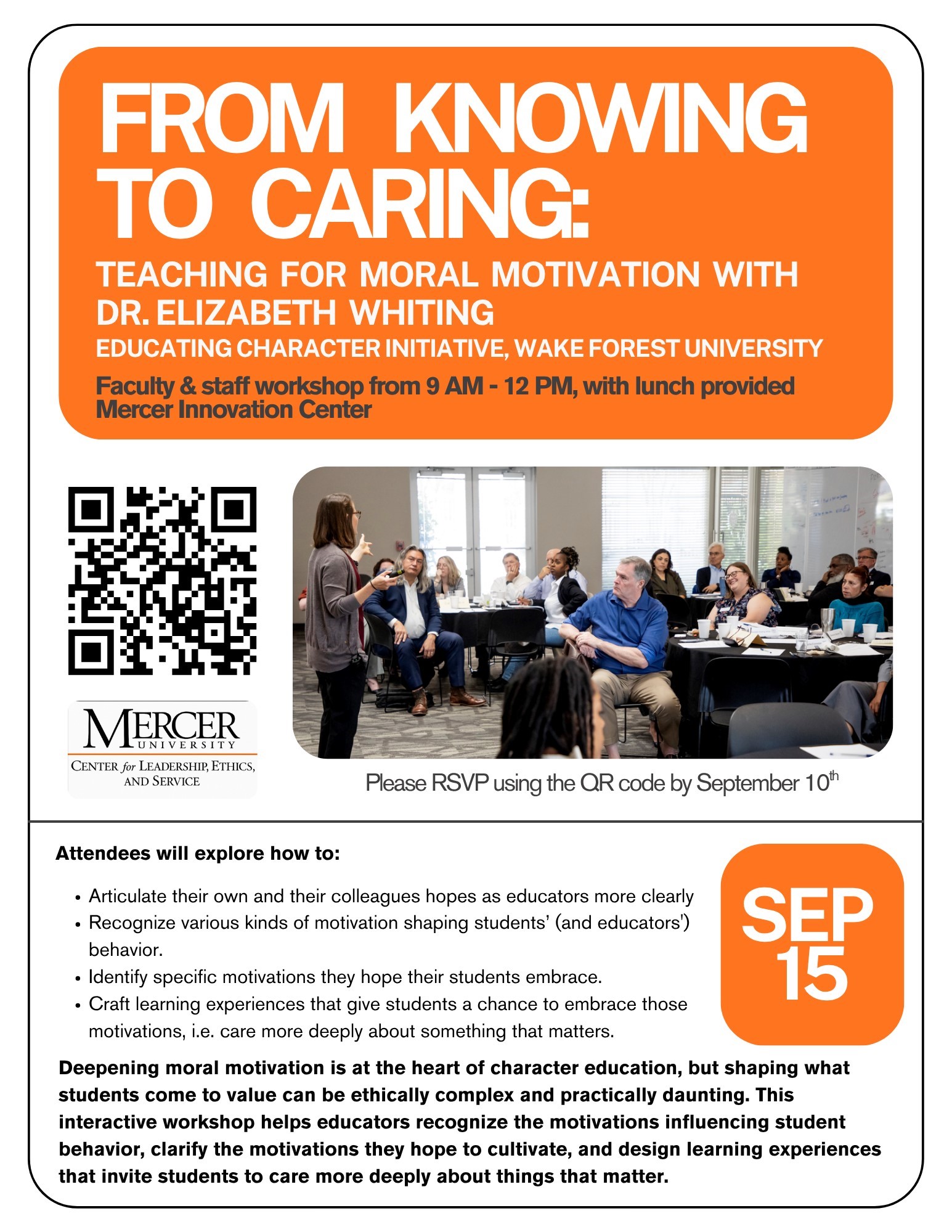 Promotional flyer for From Knowing Workshop.