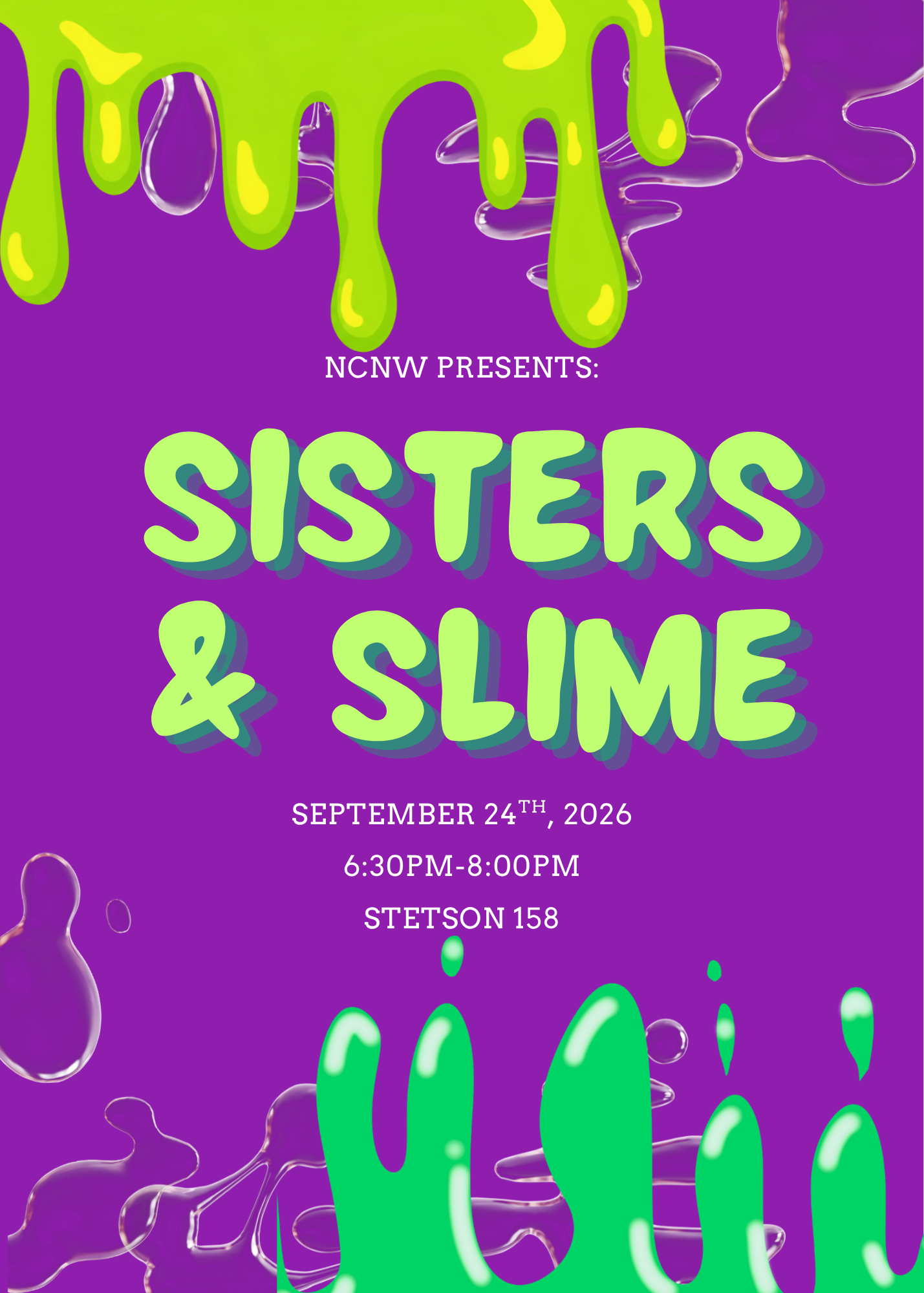 Promotional graphic for Sisters and Slime event.