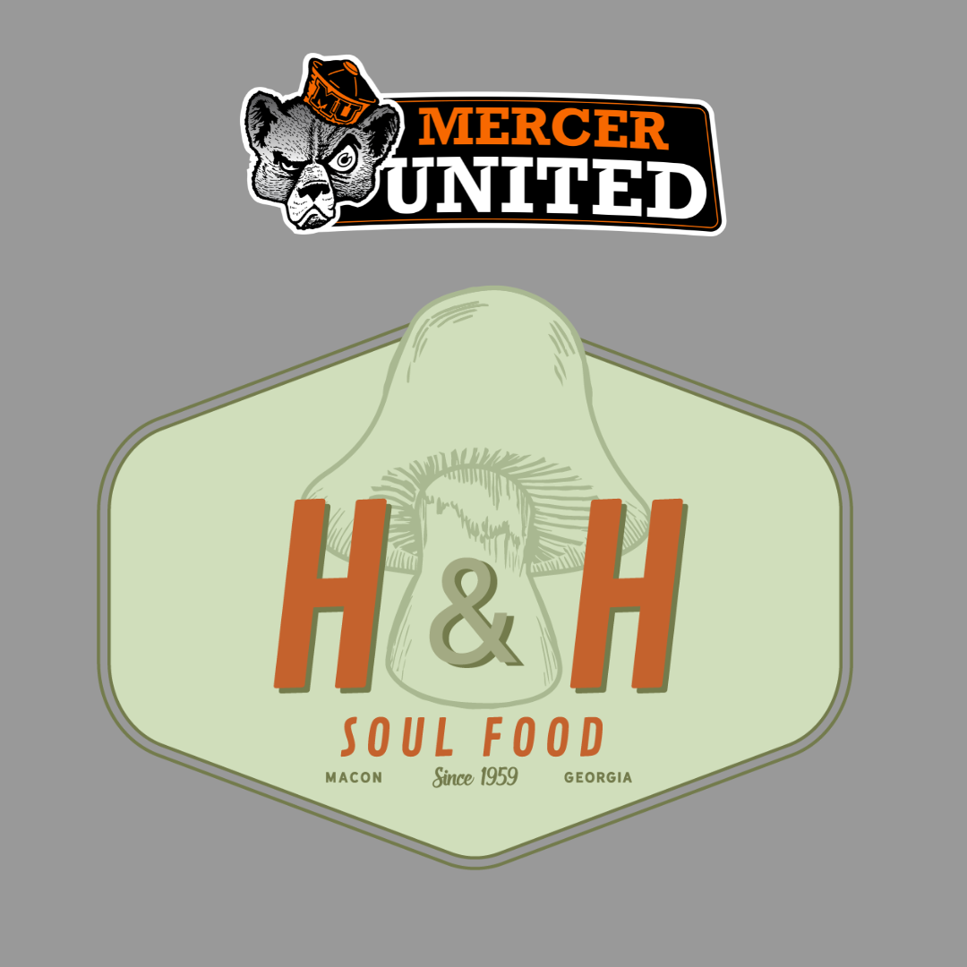 Logos for Mercer United and H&H Soul Food.