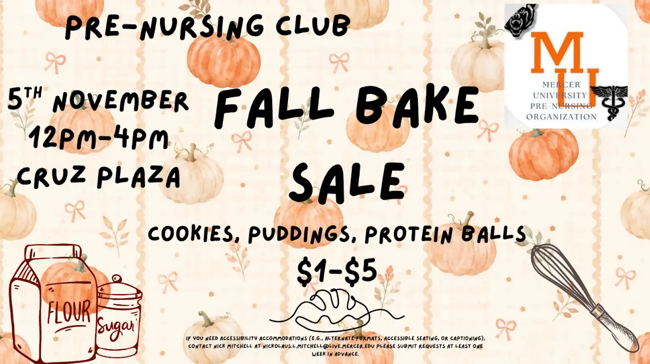 Promotional graphic for Fall Bake Sale.