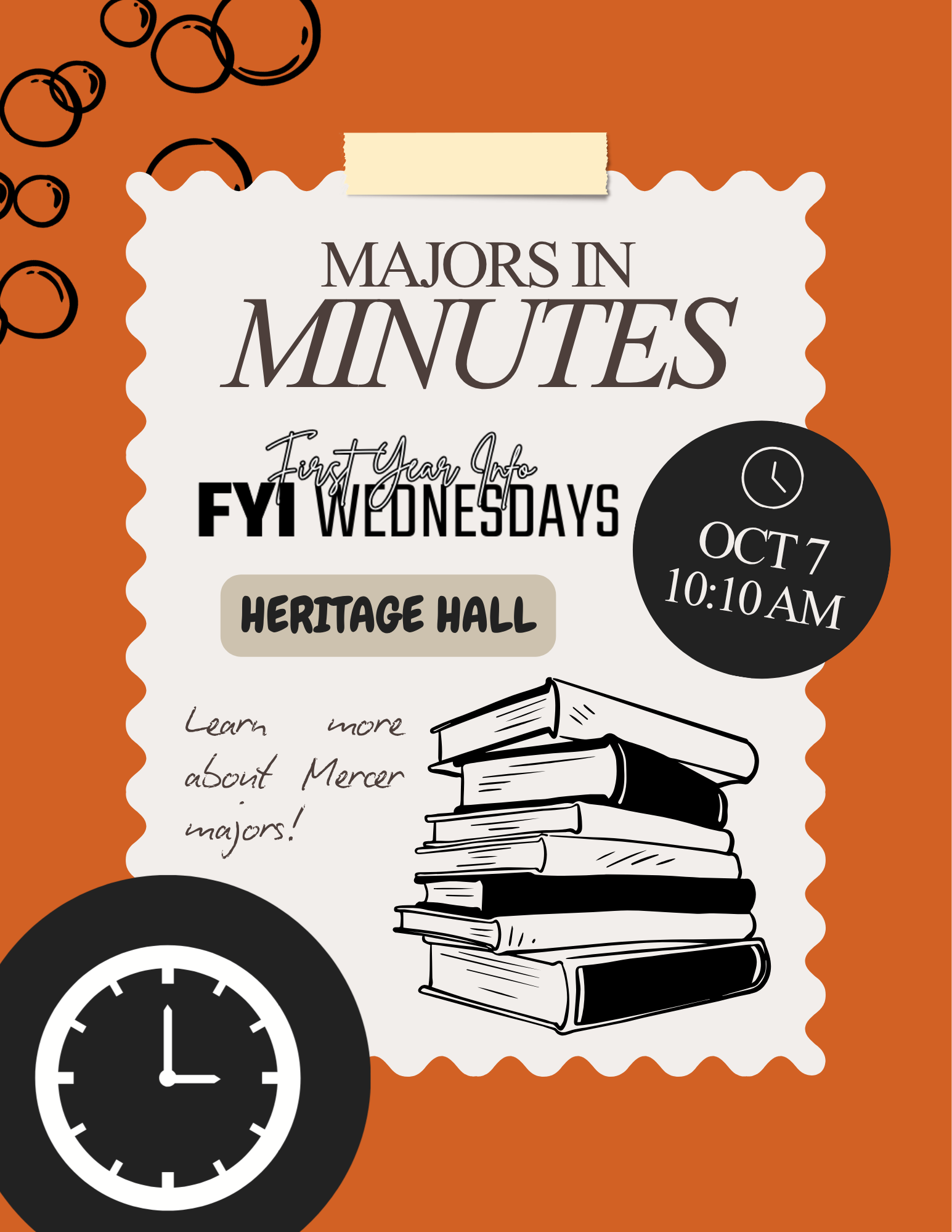 Promotional flyer for Majors in Minutes.