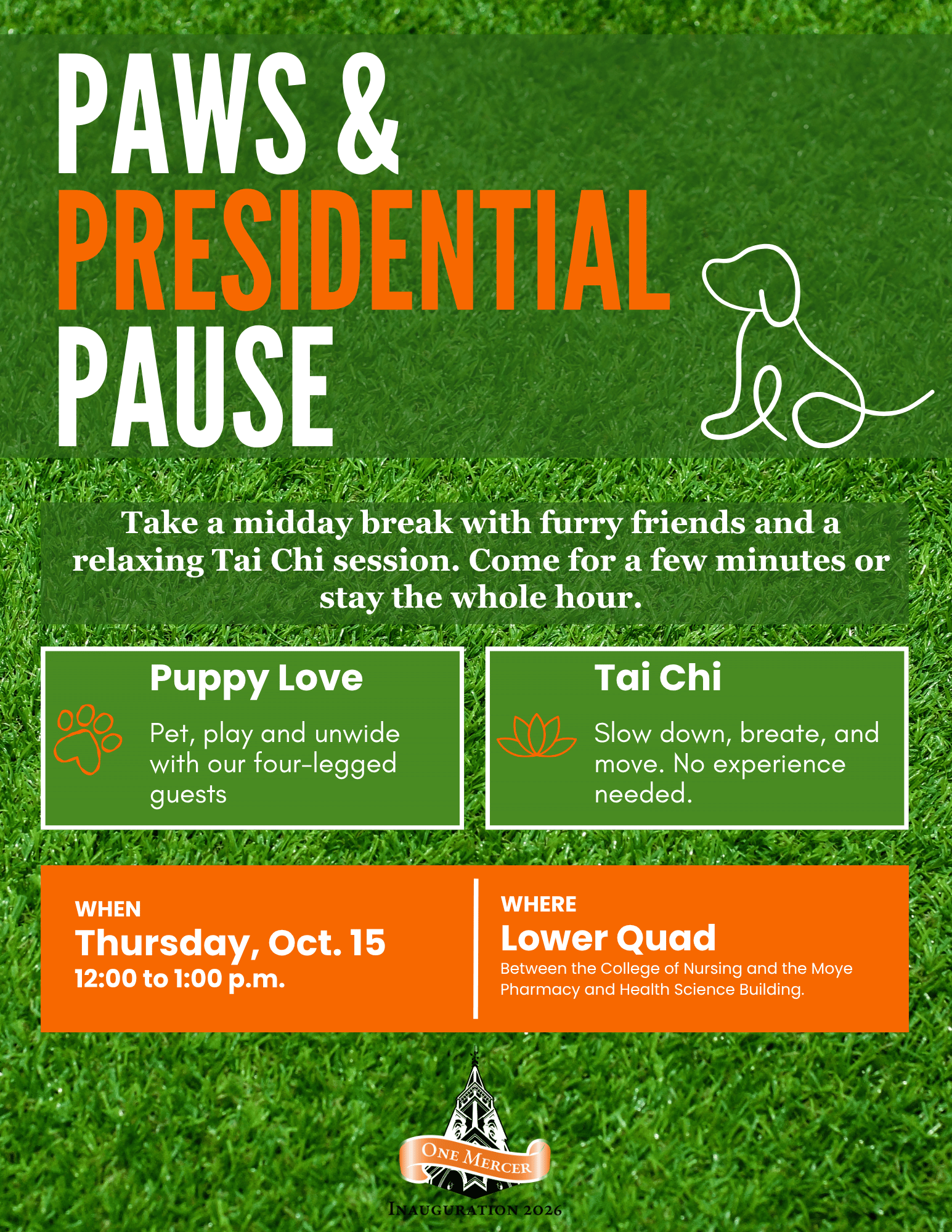 Promotional flyer for Paws and Presidential Paws.